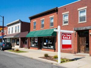 Dunkirk NY business district with commercial properties