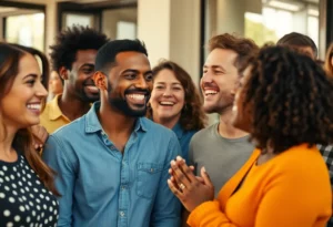 A group of people enjoying a joyful experience together, highlighting emotional marketing
