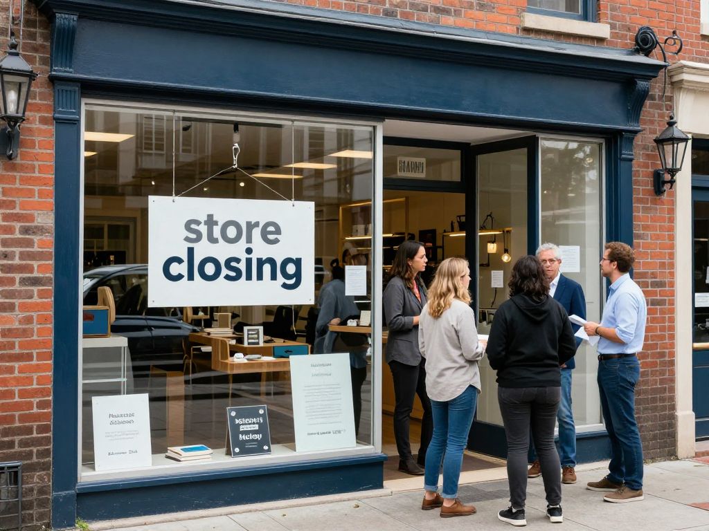 Closed Francesca's storefront in Charleston with a 'store closing' sign.