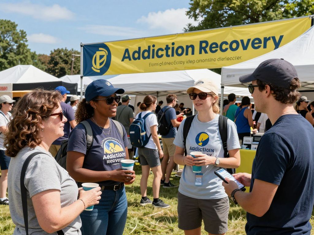 Community members at Freedom Fest 2026 promoting addiction recovery.