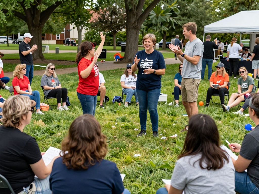 Community gathering at Freedom Fest supporting addiction recovery in Charleston.