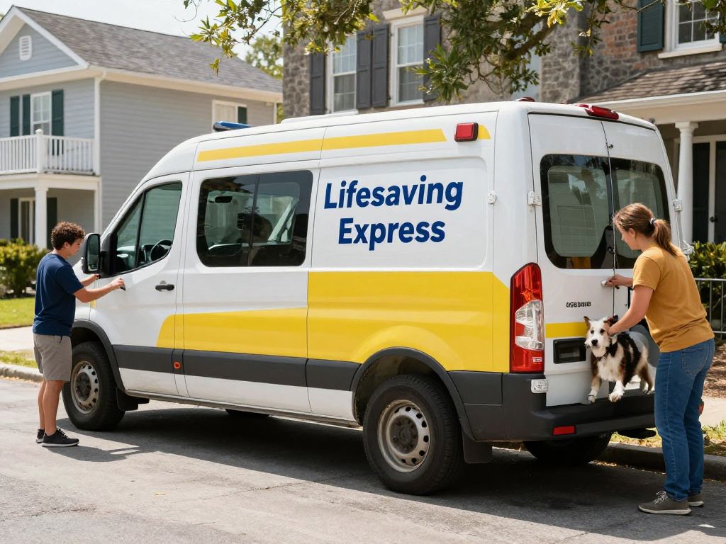 Lifesaving Express rescue van from Charleston Animal Society in a community setting.