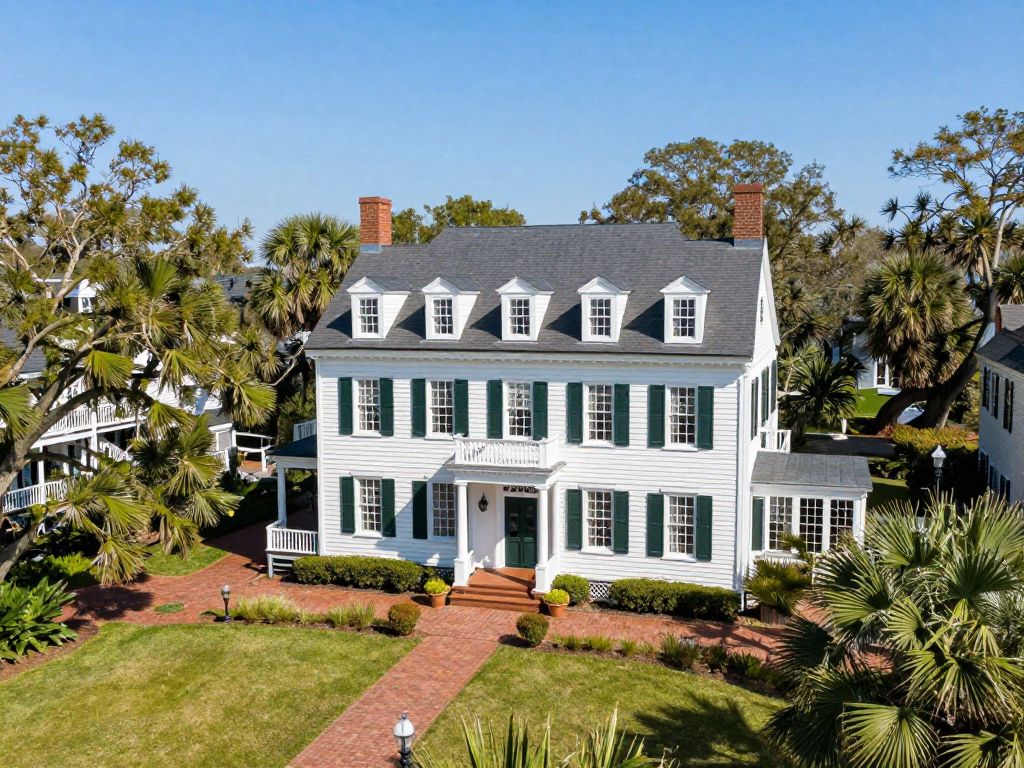 Historic Nathaniel Ingraham House viewed from the waterfront in Charleston