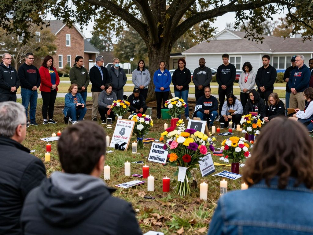 Community gathering in North Charleston memorializing child shooting victim.