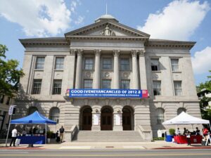 Exterior view of North Charleston City Hall representing governance and community trust.
