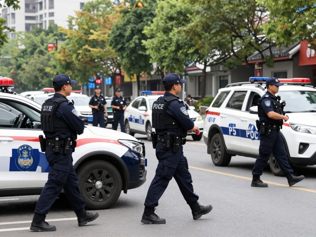 Police officers conducting an operation in North Charleston.