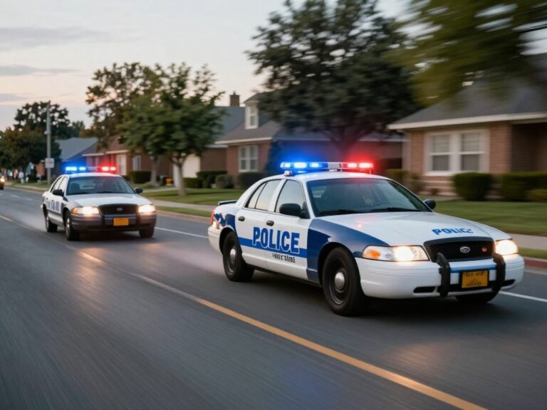 Police car in pursuit of a suspect vehicle