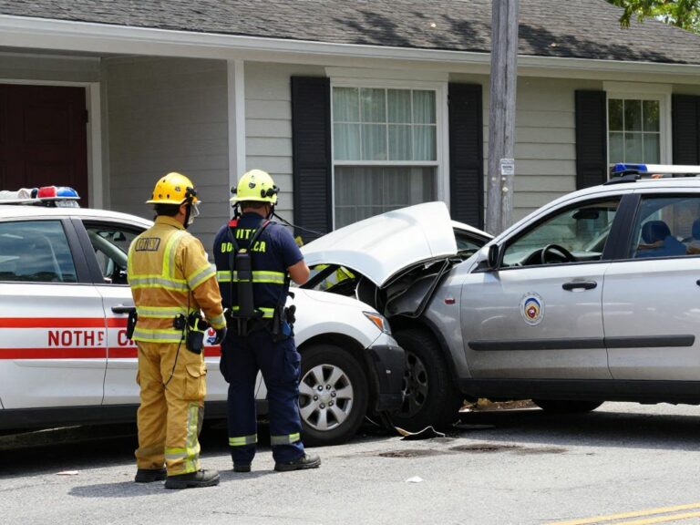 Scene of a vehicle that collided with a building in North Charleston