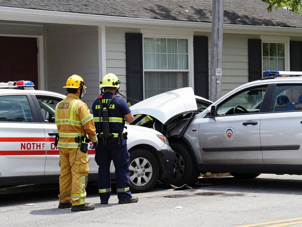 Scene of a vehicle that collided with a building in North Charleston