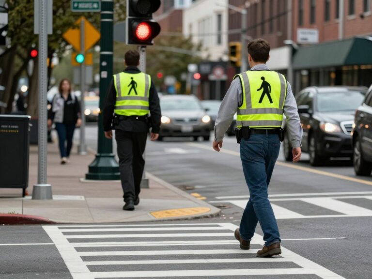 A crosswalk on Rivers Avenue highlighting road safety measures.