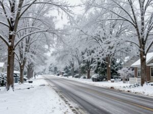Frozen landscape in South Carolina after a winter storm