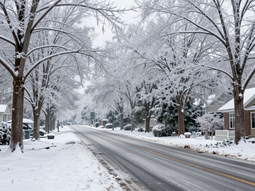 Frozen landscape in South Carolina after a winter storm