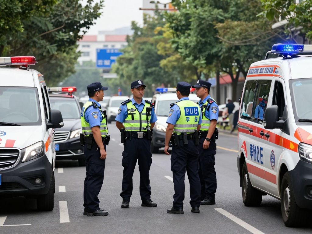 Police officers investigating a shooting scene in Summerville, South Carolina.