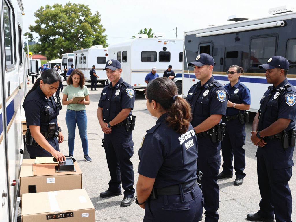 Community members participating in a trailer stamping event for theft prevention.