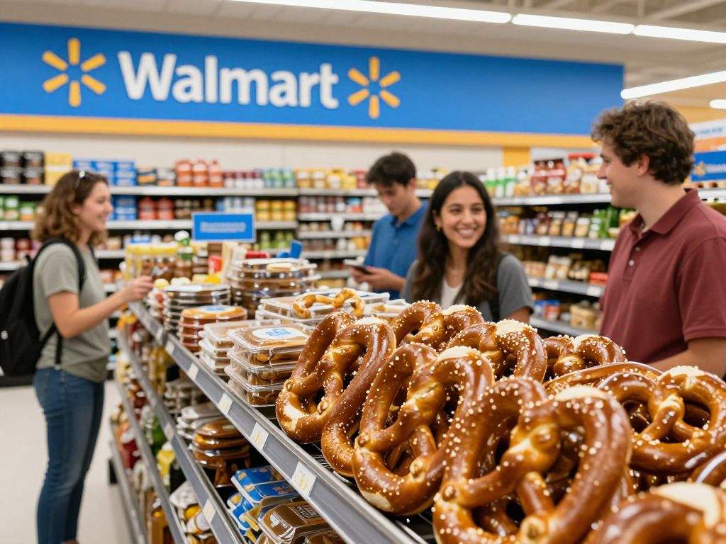Interior of Wetzel's Pretzels store in Summerville with customers enjoying pretzels.