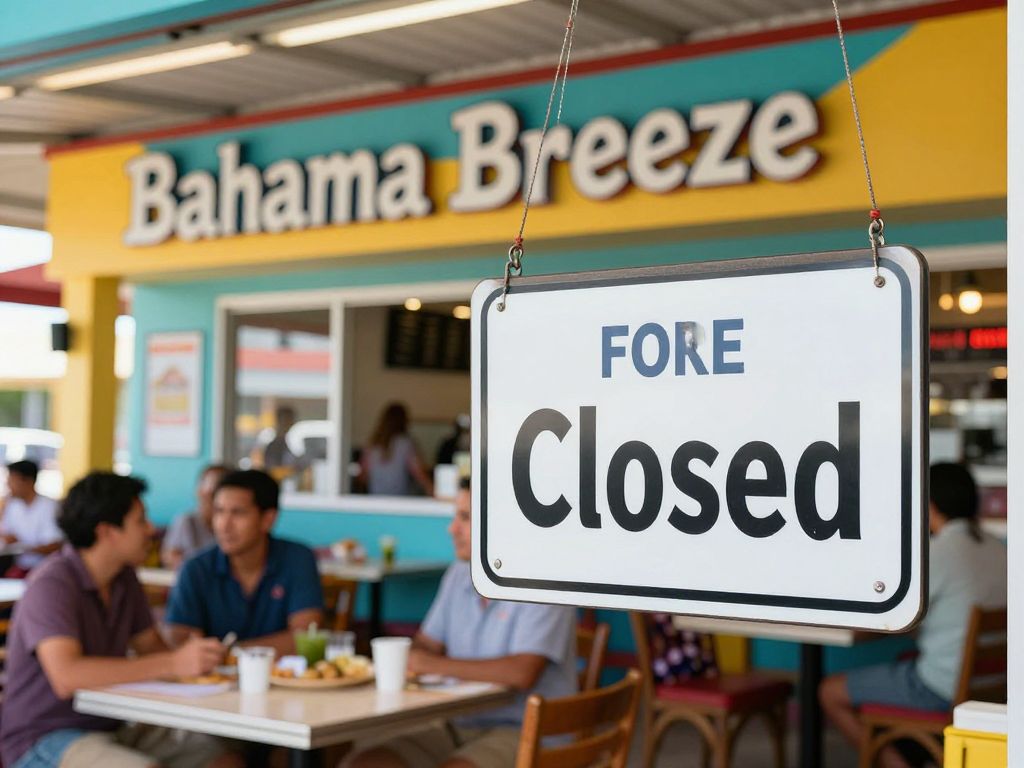 Closed sign on Bahama Breeze restaurant