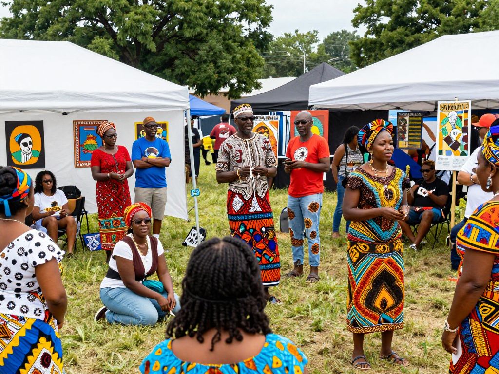 Community members participating in Black History Month events in Charleston.