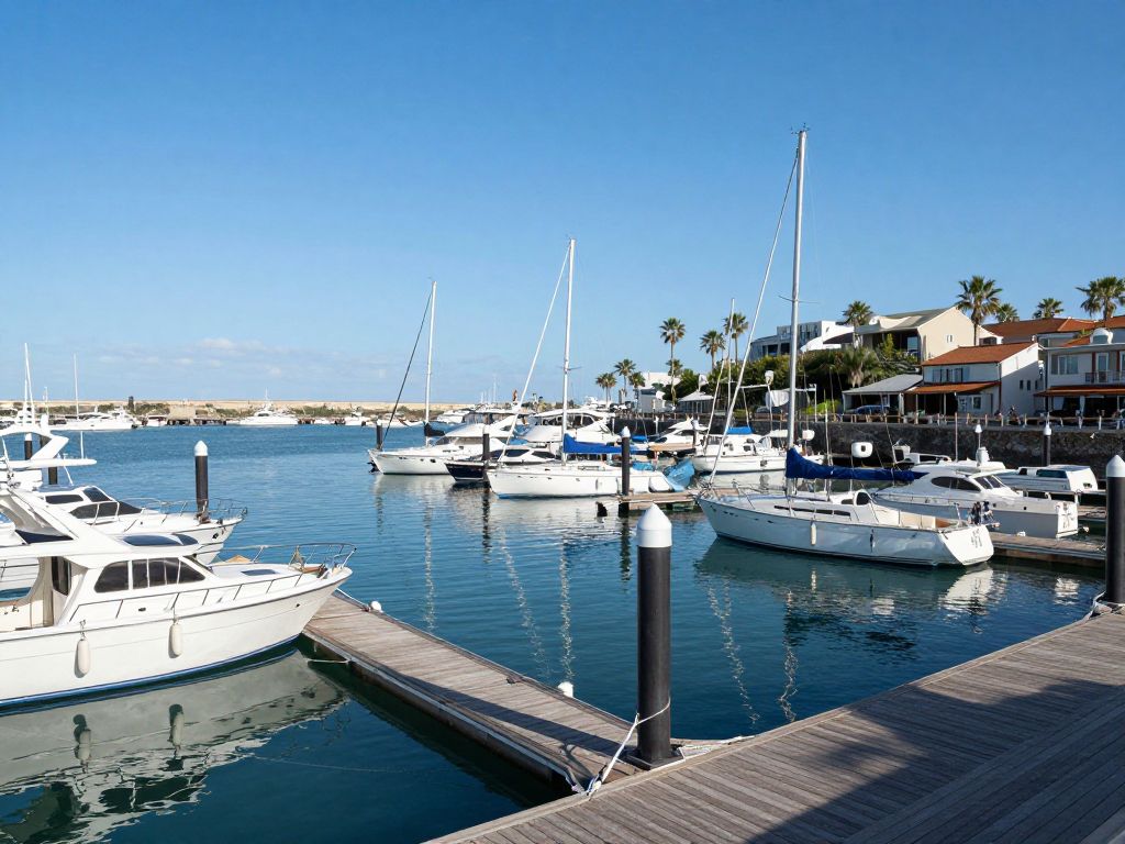 Marina with boats representing Charleston's investment in coastal business