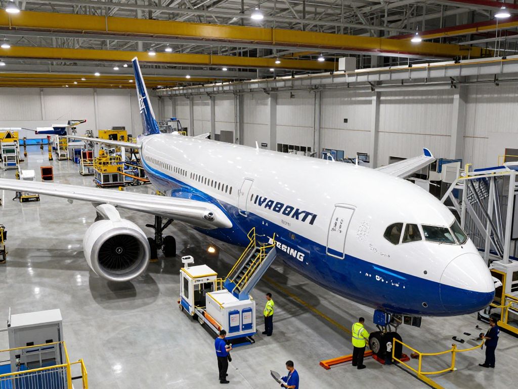 Boeing Everett facility showcasing the new production line