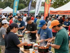 Community members enjoy the Charleston Chili Cook-Off