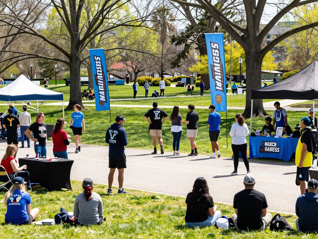 People engaged in activities during the Charleston County Parks March Madness event.