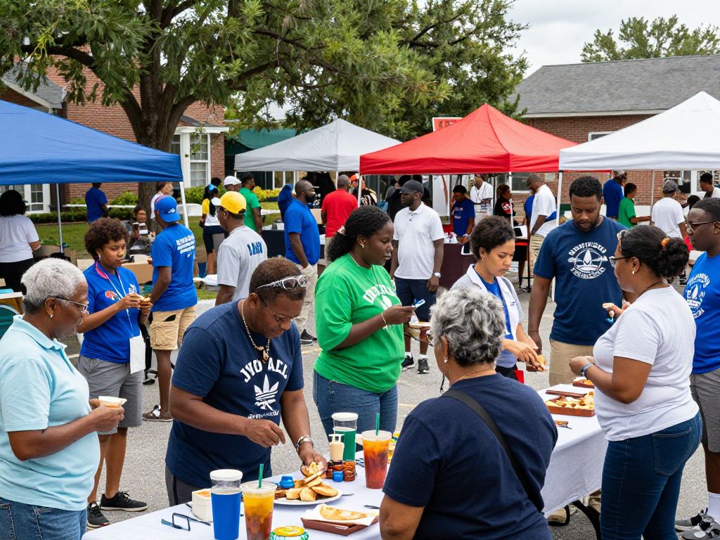 Community members engaging in a vibrant Charleston event