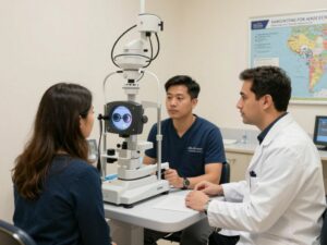 Optometrists providing care in a Charleston eye clinic