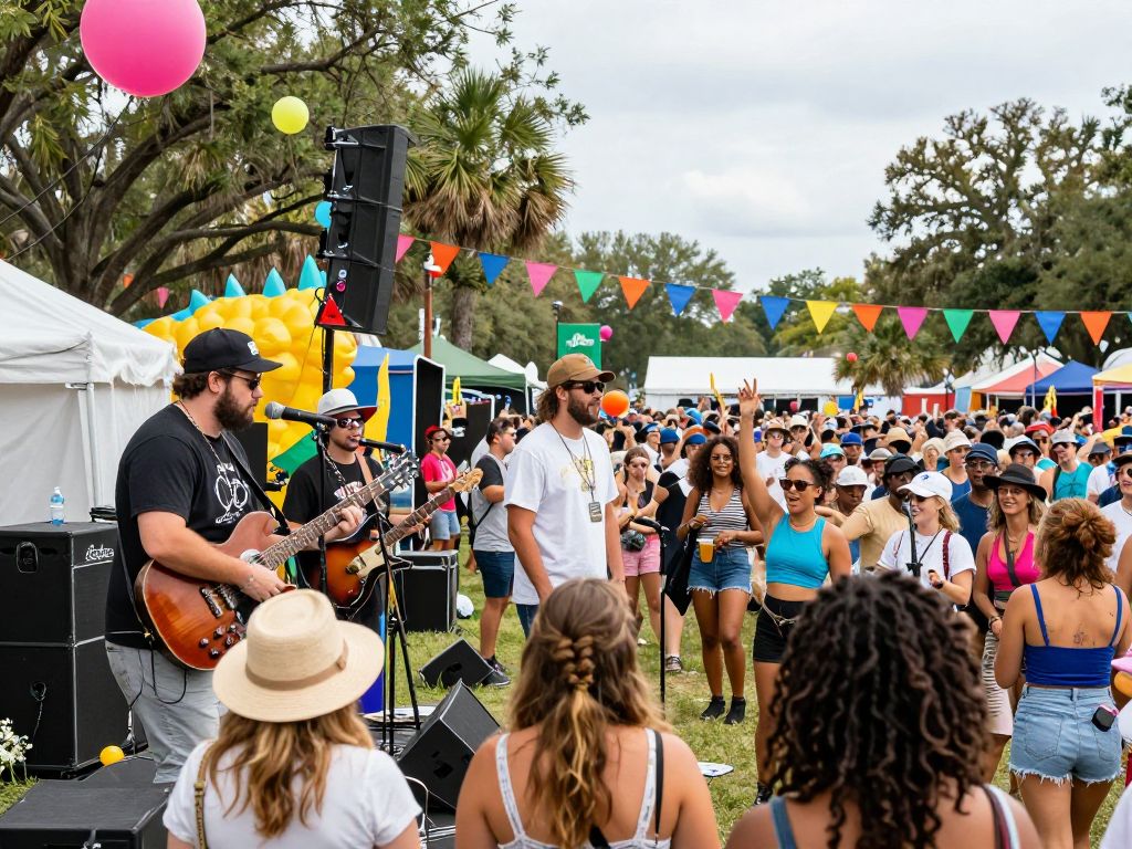 Crowd enjoying a music festival in Charleston