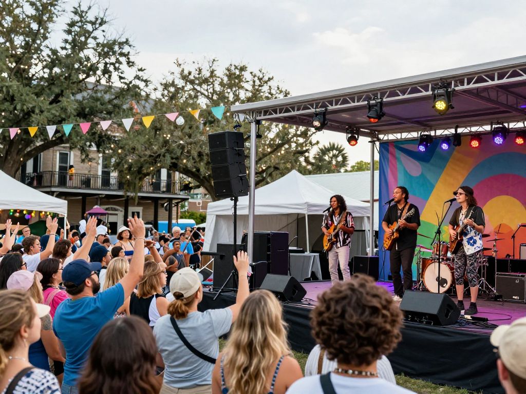 Charleston music festival featuring local artists and an enthusiastic crowd.