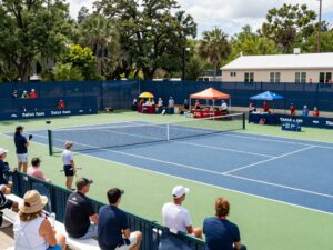 Fan Hub at the Charleston Open with attendees enjoying activities and local food.