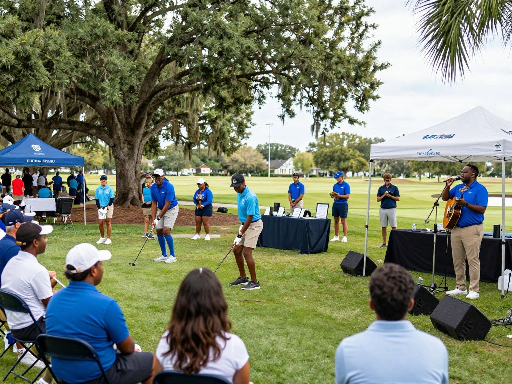 Charity event in Charleston supporting youth programs with golf and live music.