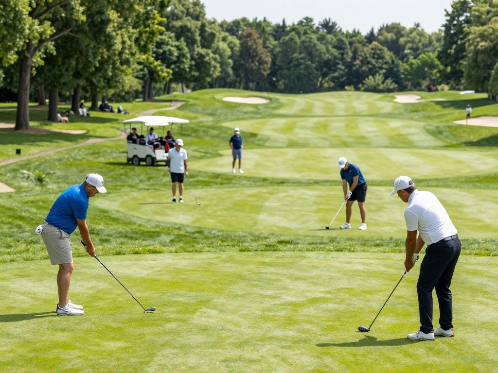 Golf Classic event at the Charleston School of Law with golfers on the course.