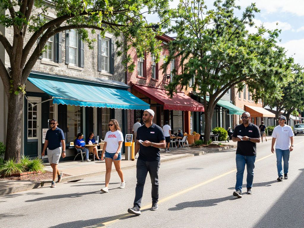 Local small businesses on a bustling street in Charleston SC