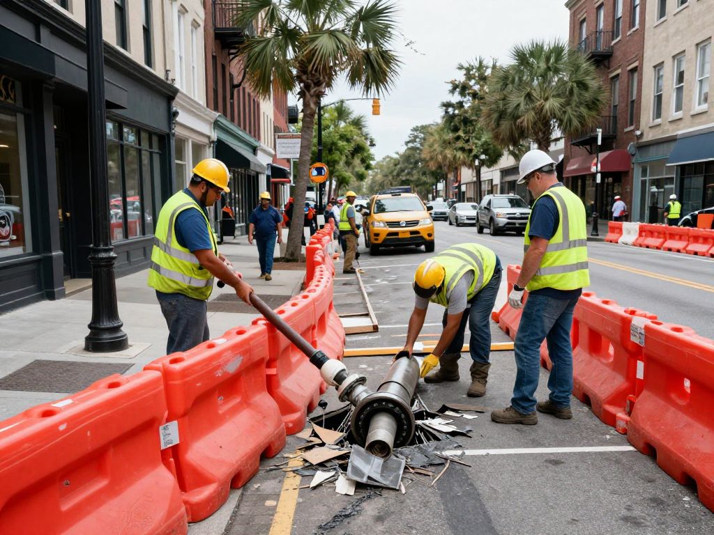 Water main break causing disruption in downtown Charleston