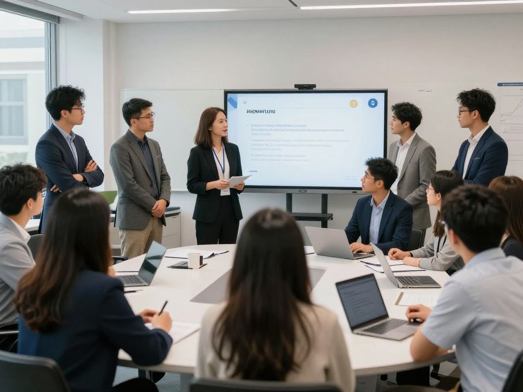 Students and business leaders discussing youth apprenticeship opportunities in Charleston.