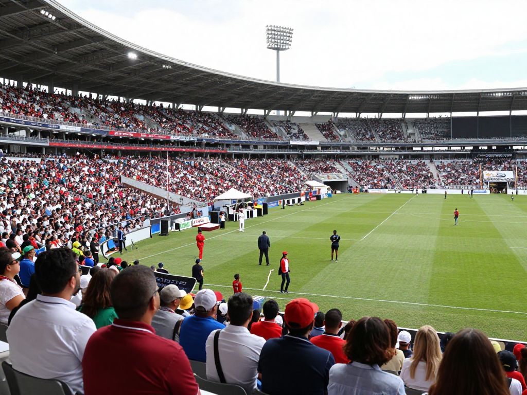 Crowd gathered outside Citadel Stadium for a civic event.