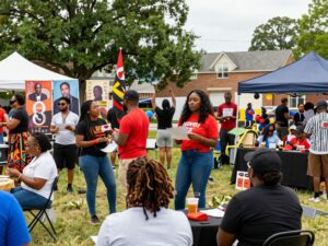 Community members celebrating Black History Month in Columbia