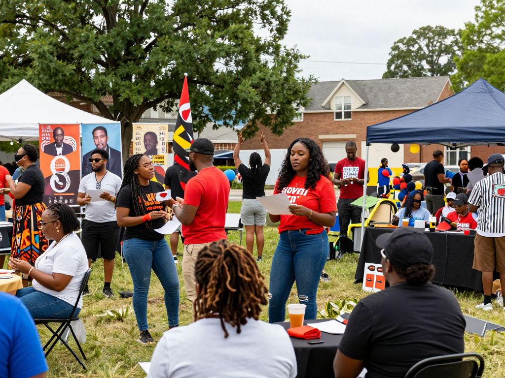 Community members celebrating Black History Month in Columbia