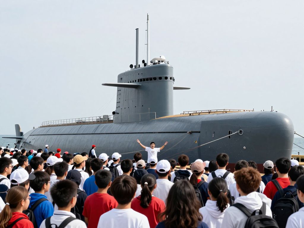 Students engaging with the H.L. Hunley submarine at its anniversary event