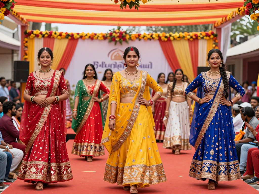 Participants in traditional Indian attire at the Holi Hai Gala.
