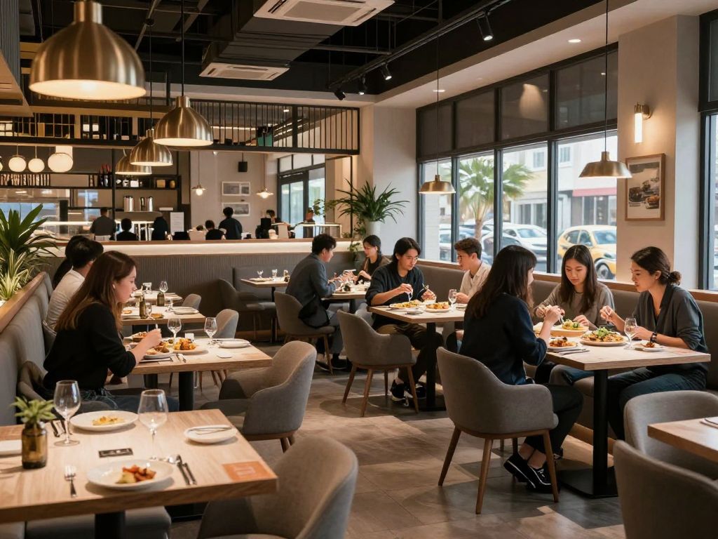 Stylish interior of Ladder 13 restaurant in Columbia