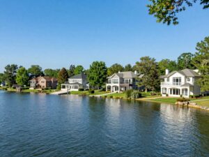 Beautiful lakeside homes on Lake Murray in South Carolina