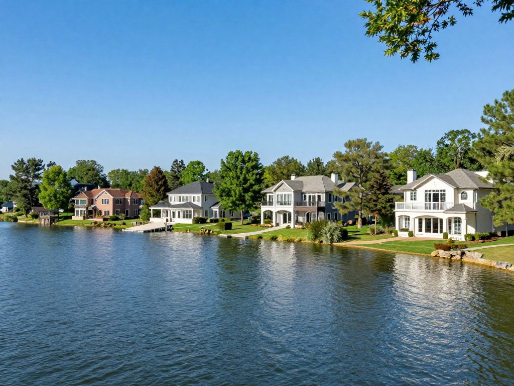 Beautiful lakeside homes on Lake Murray in South Carolina