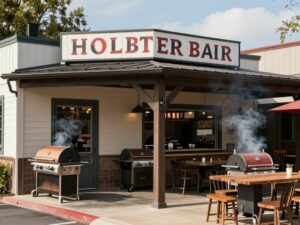 Exterior of Maurice's Piggie Park barbecue restaurant showing southern architecture and style.