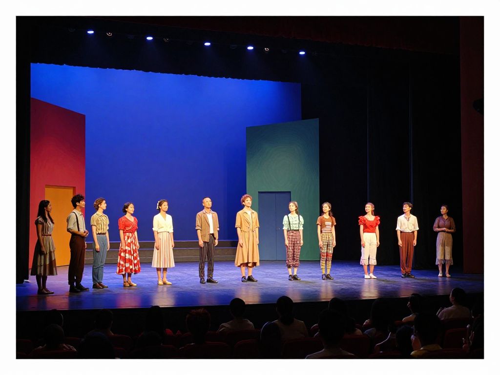 Actors rehearsing on stage for new plays in Midlands theater