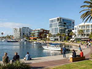 Rendering of the Mount Pleasant harborfront development project with hotel and residences.