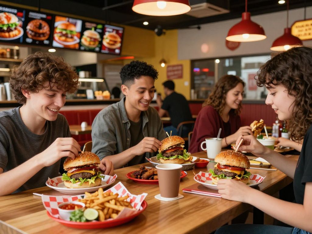 Interior of No Bull Burger Bar with patrons enjoying burgers