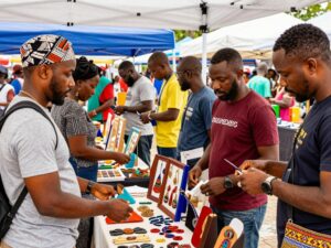 Artisans showcasing their handcrafted goods at the Black Artisan Market in North Charleston.