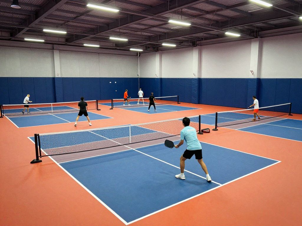 Players enjoying a game at PickleRage indoor pickleball facility in North Charleston