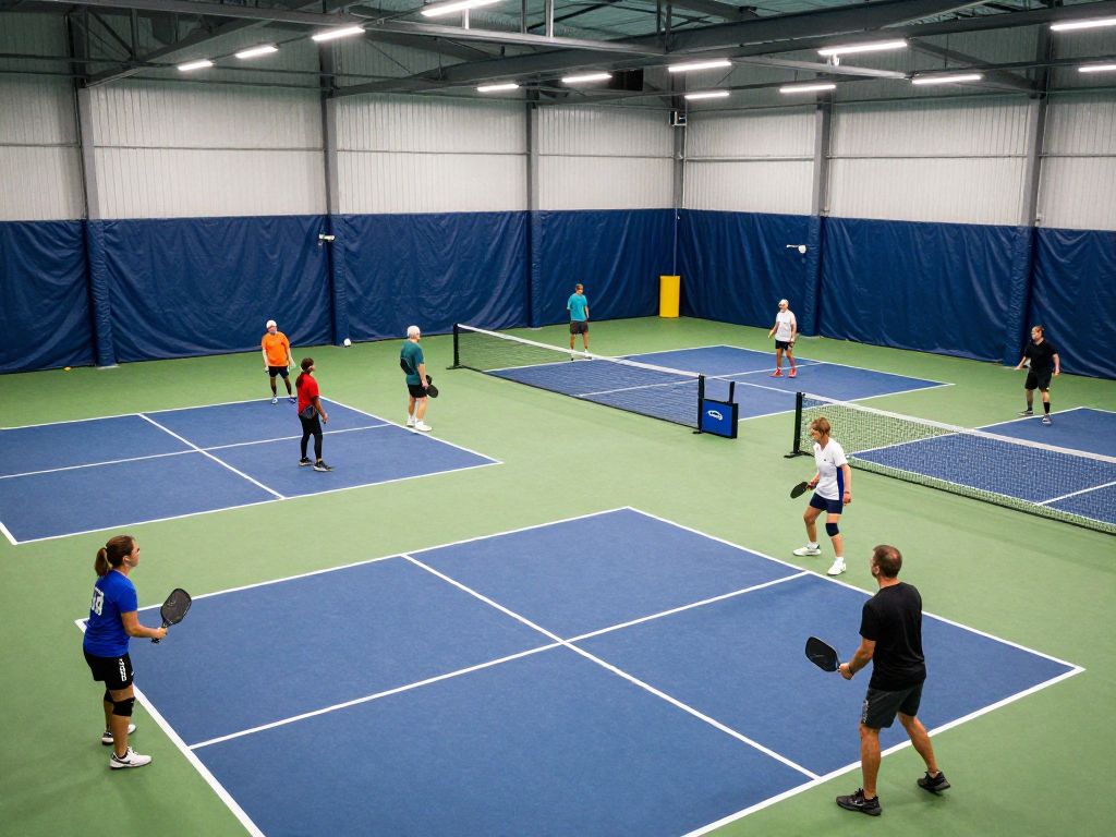 Players enjoying pickleball at PickleRage indoor club in North Charleston